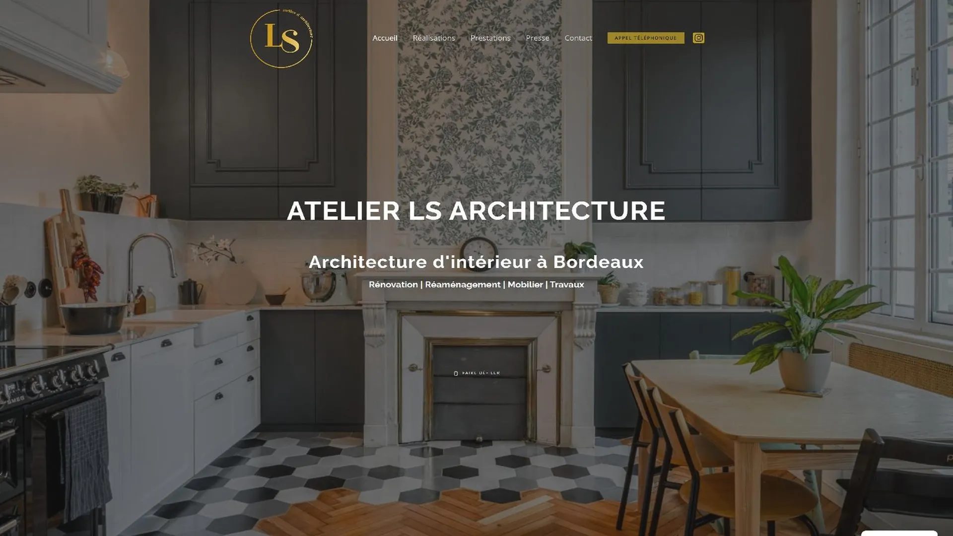 Page d'accueil du site internet Atelier LS Architecture
